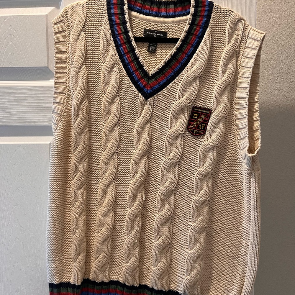 Men's Cream Cable Knit Sweater Vest